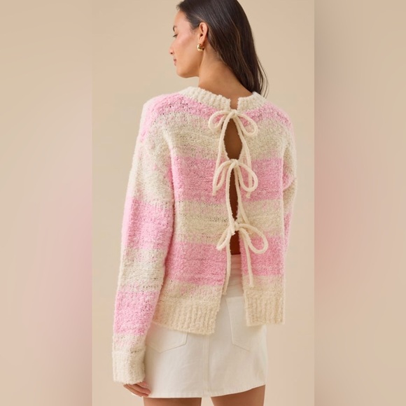 Altar'd State Sweaters - Altar'd State Pink and Cream Striped Sweater